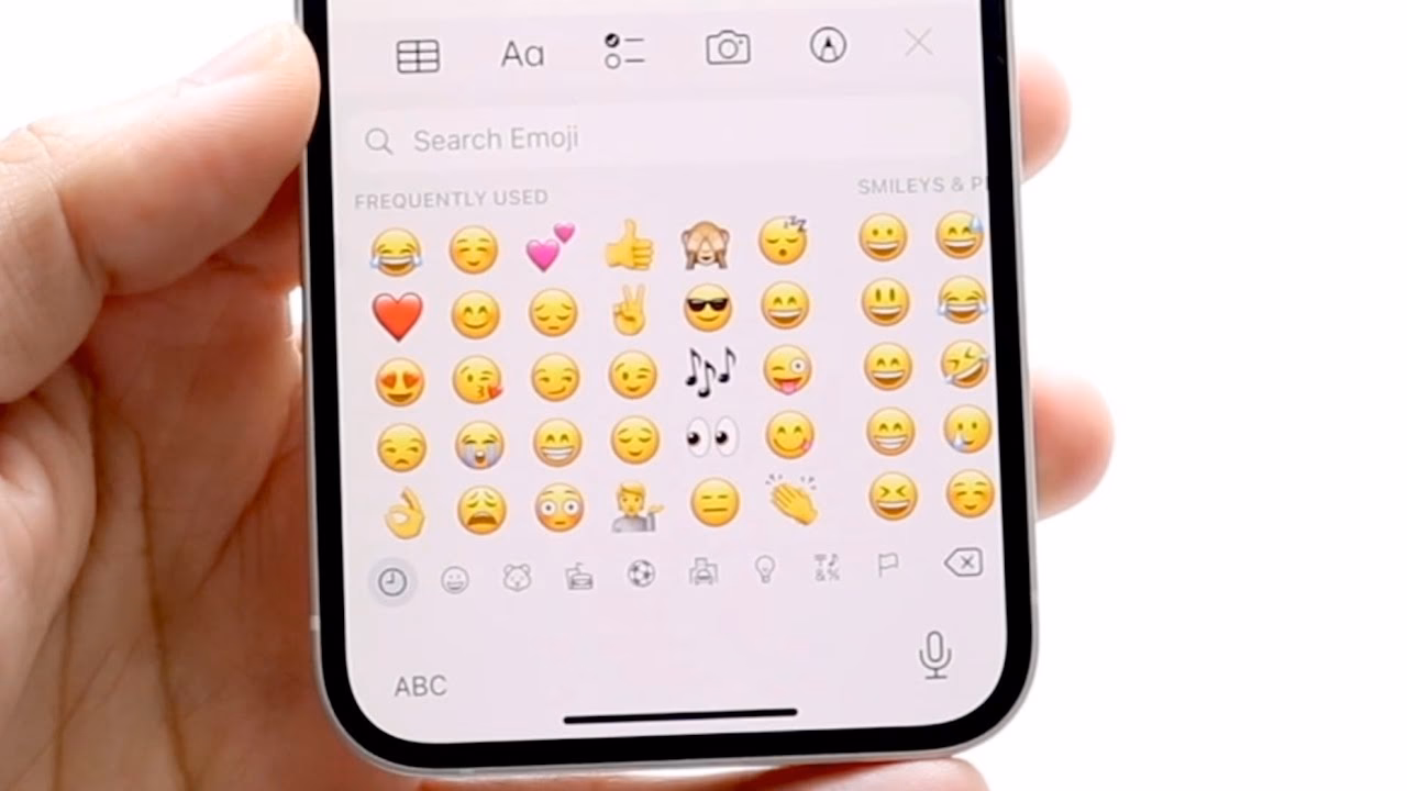 When can you search for emoji on an iPhone?