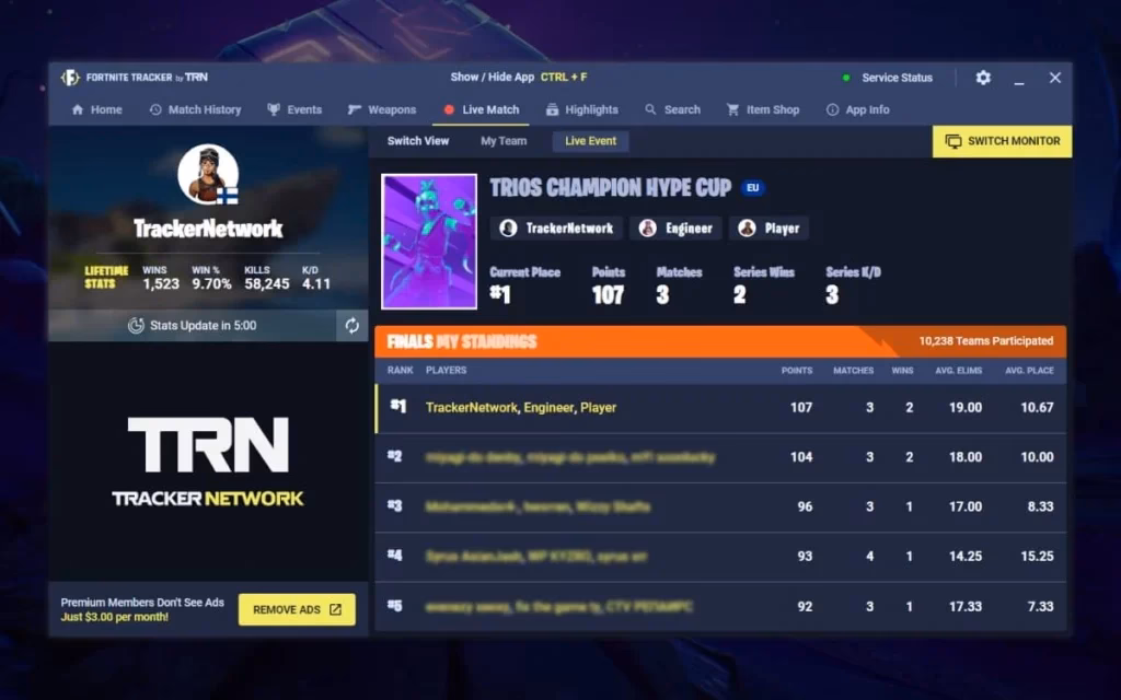 Does Fortnite have a stat tracker?