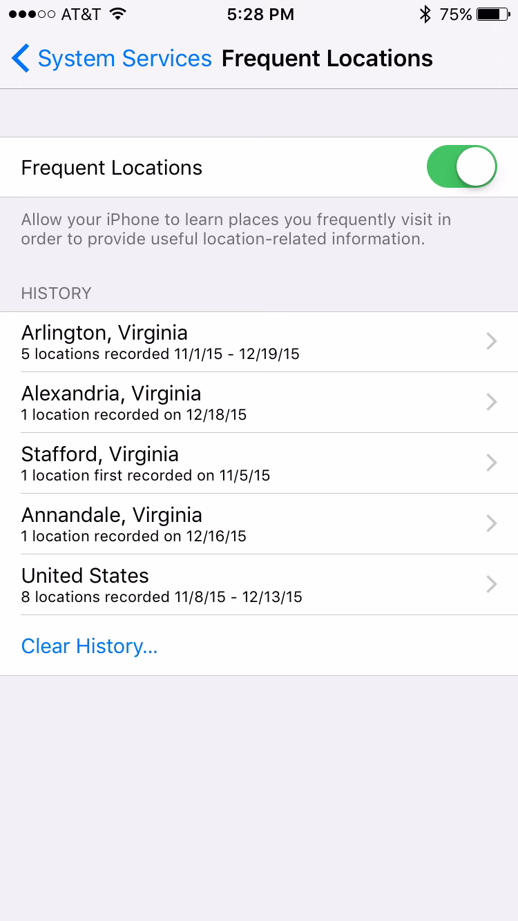 How to clean up significant locations on iPhone?