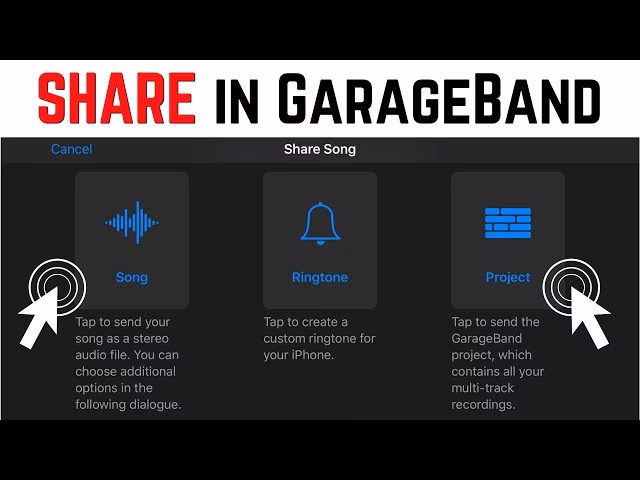 How do I save and export from GarageBand to my iPhone?