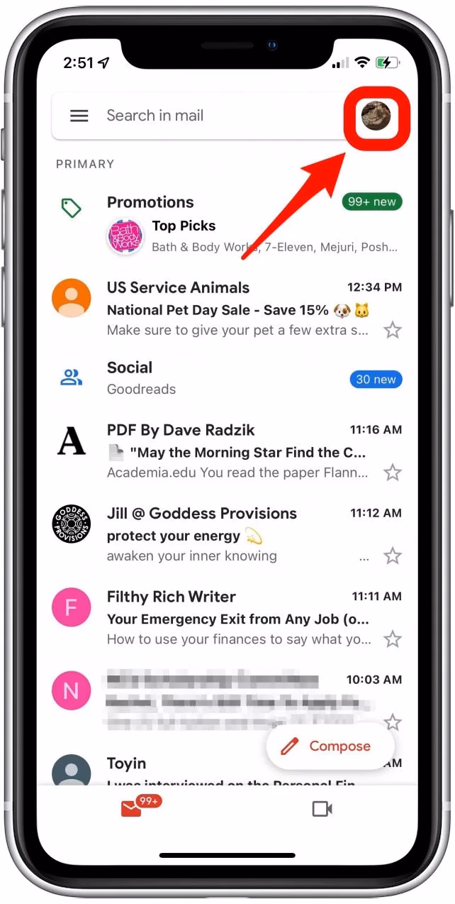 How do I add a second Gmail account to my iPhone?
