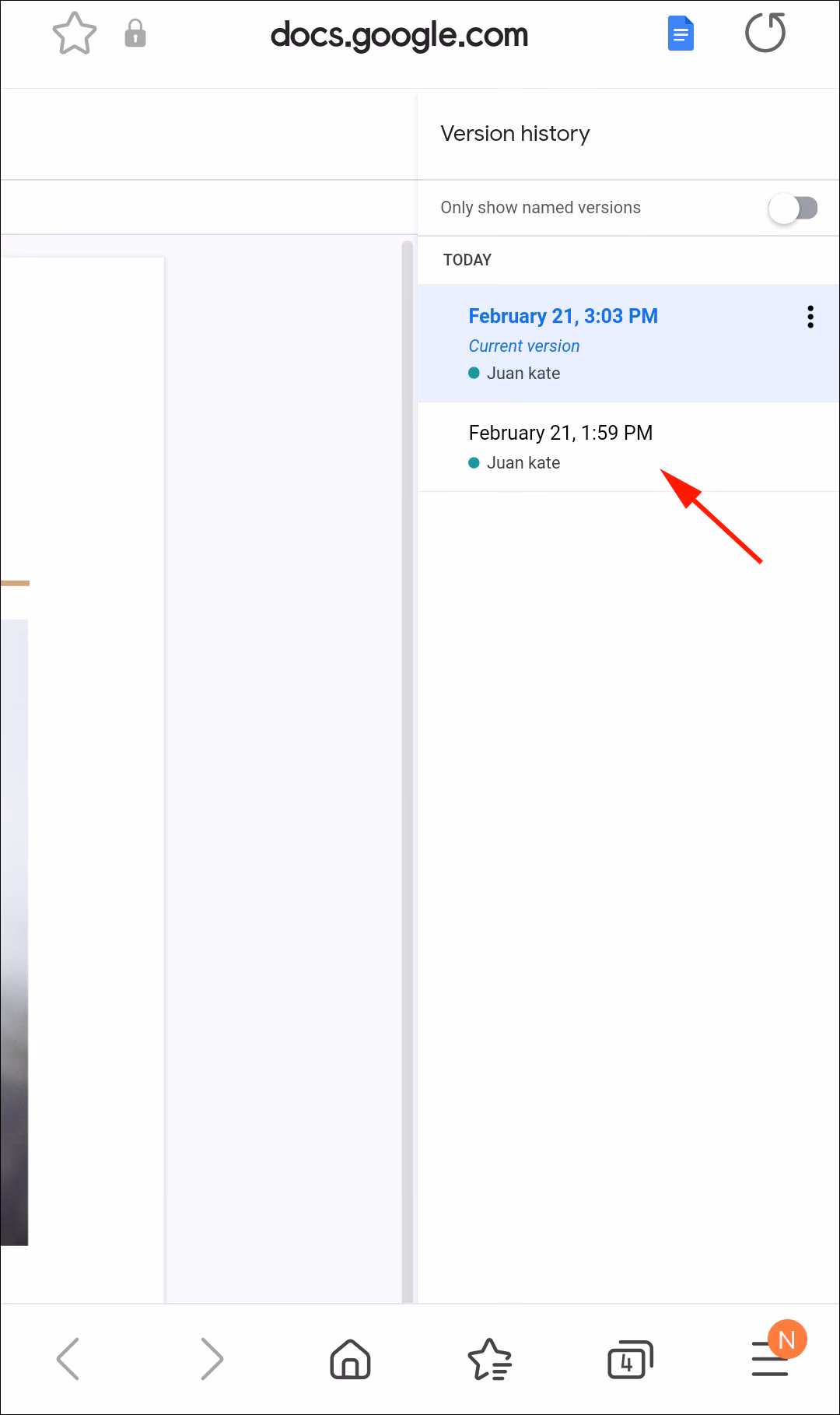 Does Google Docs have a history?