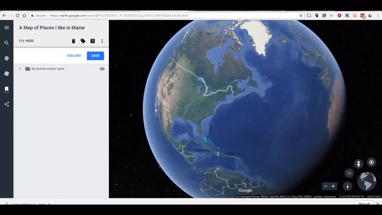 What is a placemark on Google Earth?