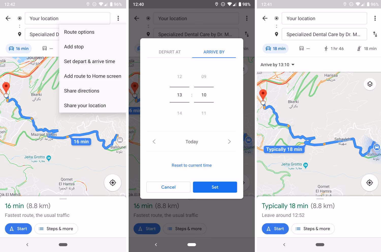 Wie ändere ich die Abfahrtszeit bei Google Maps?