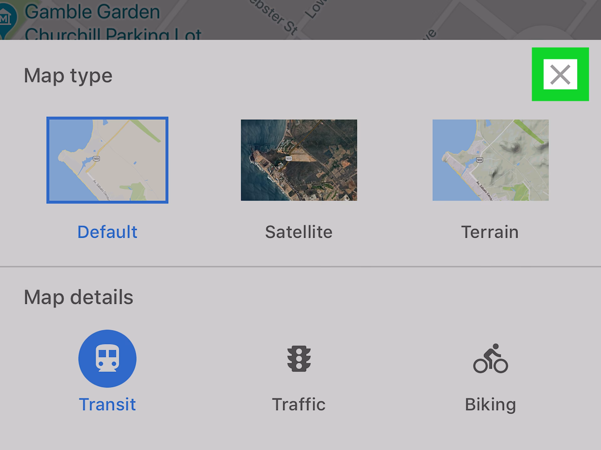 How do I find a satellite map in Google Maps?