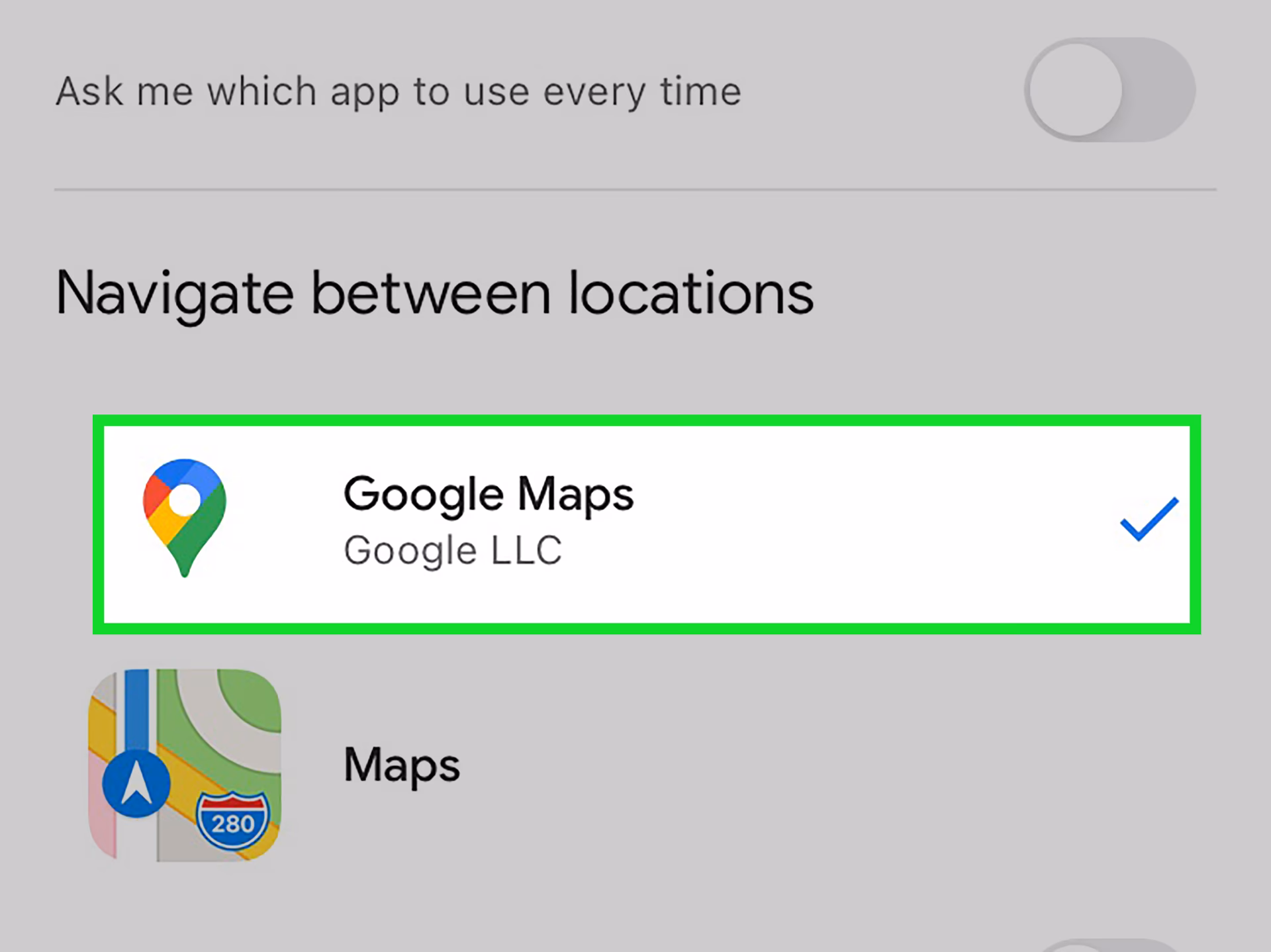 How to set Google Maps as default navigation app on iPhone 14?