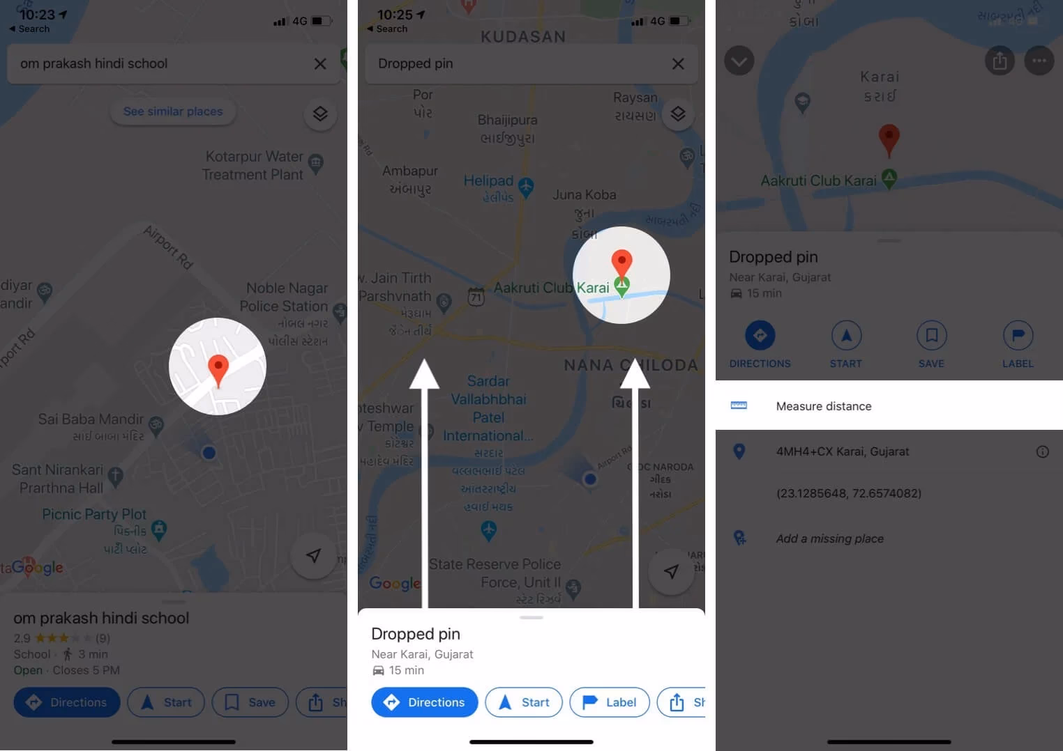 What is measure distance on Google Maps on iPhone?