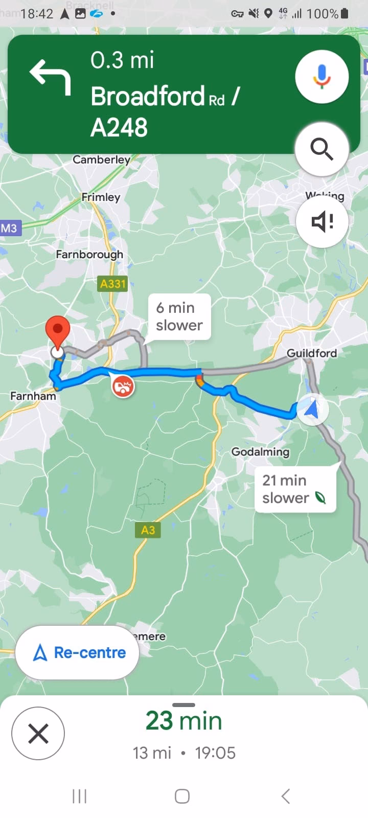 How do I select an alternate route in Google Maps?