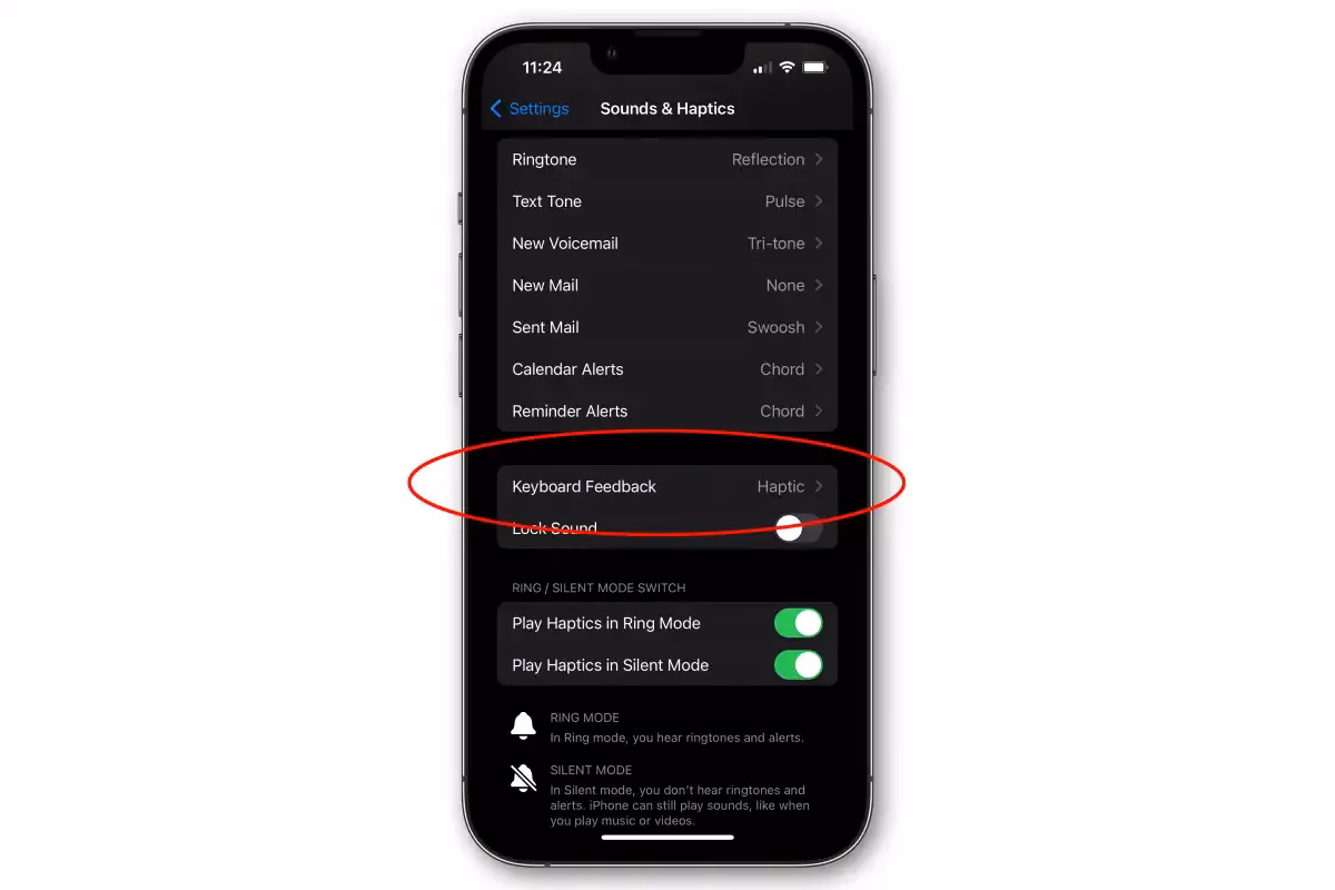 What is haptic keyboard feedback?
