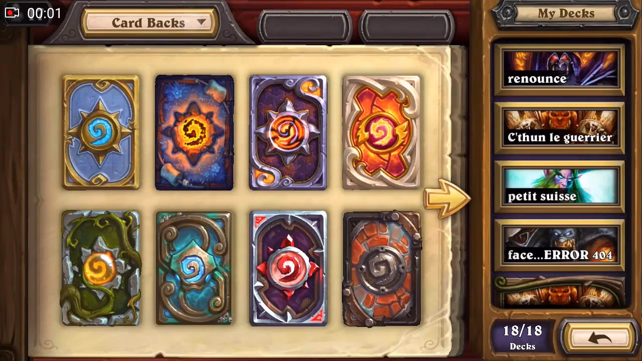 What is a card back in Hearthstone?