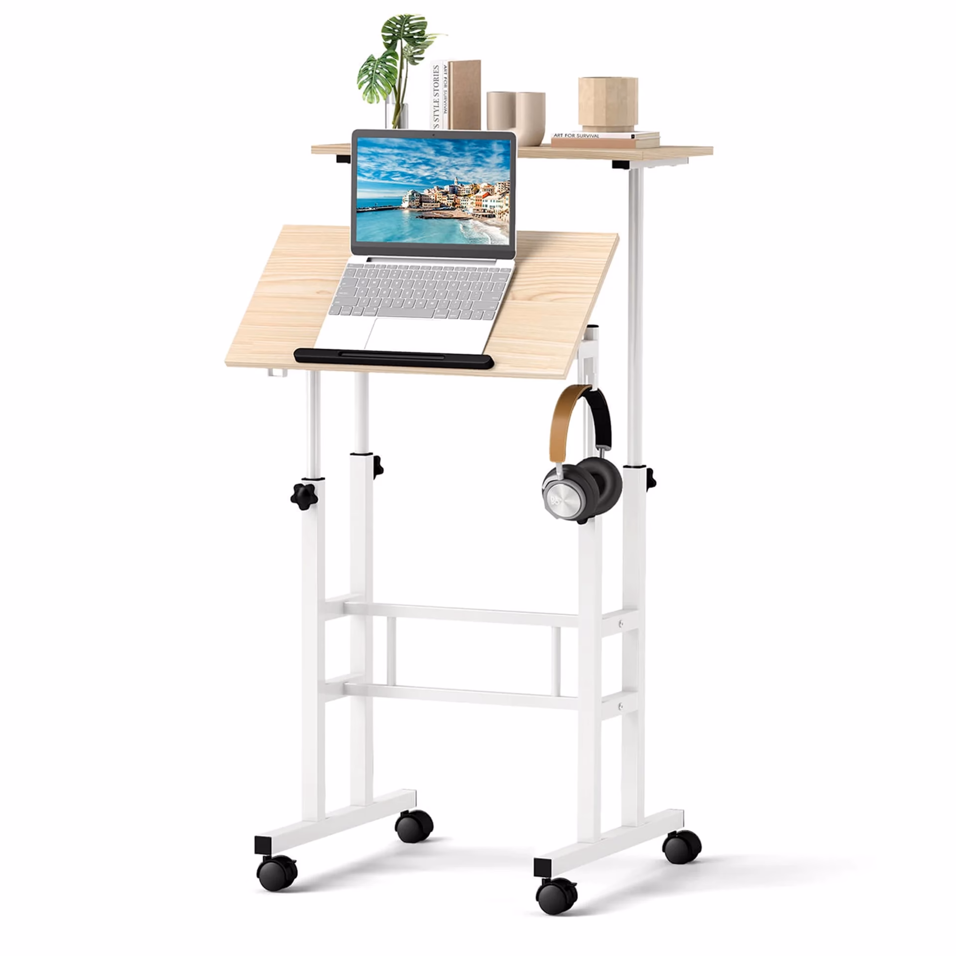 How high can a computer desk be for sitting or standing?