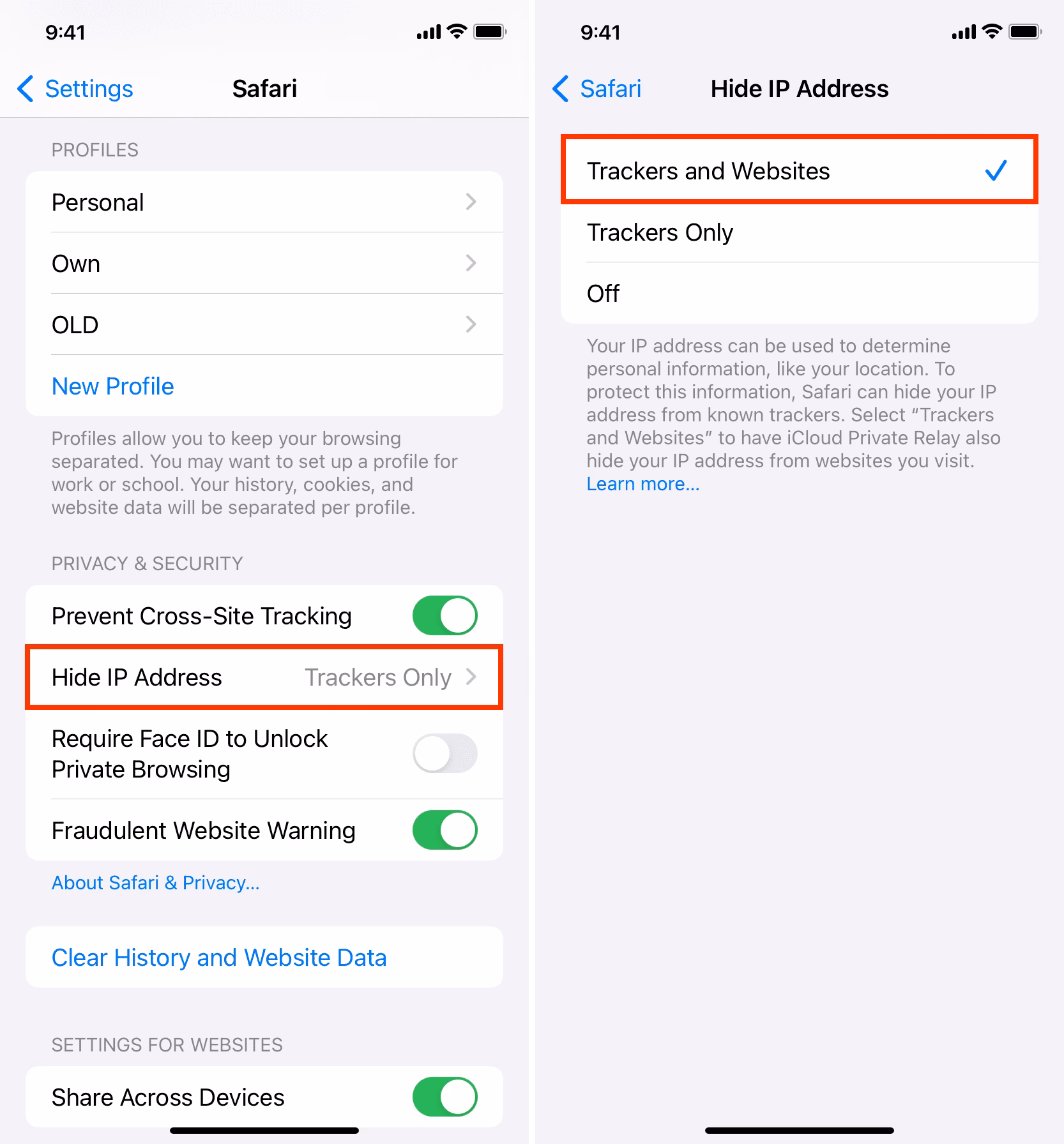 How do I Hide my IP address in Safari?