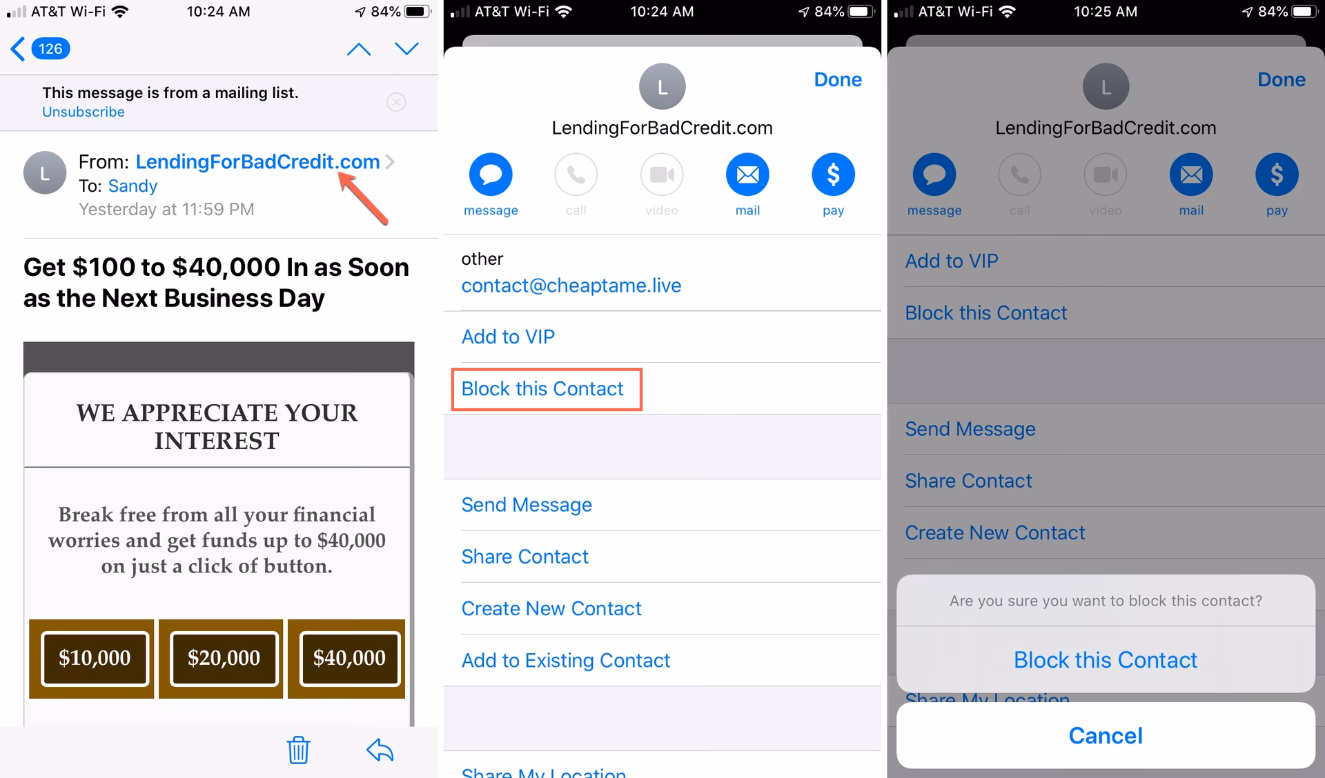 How do I block emails from my Gmail inbox?