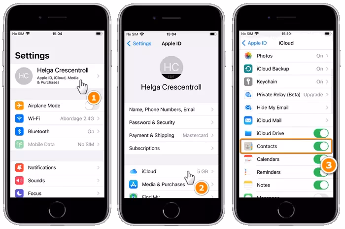 How to sync iPhone contacts to iPad with iCloud?