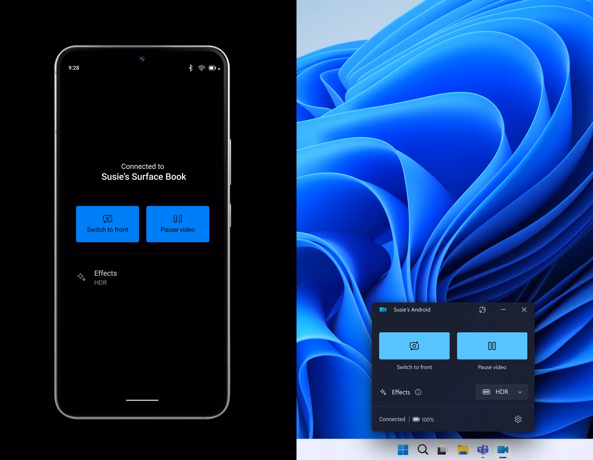 How do I use my mobile camera on Windows 10?