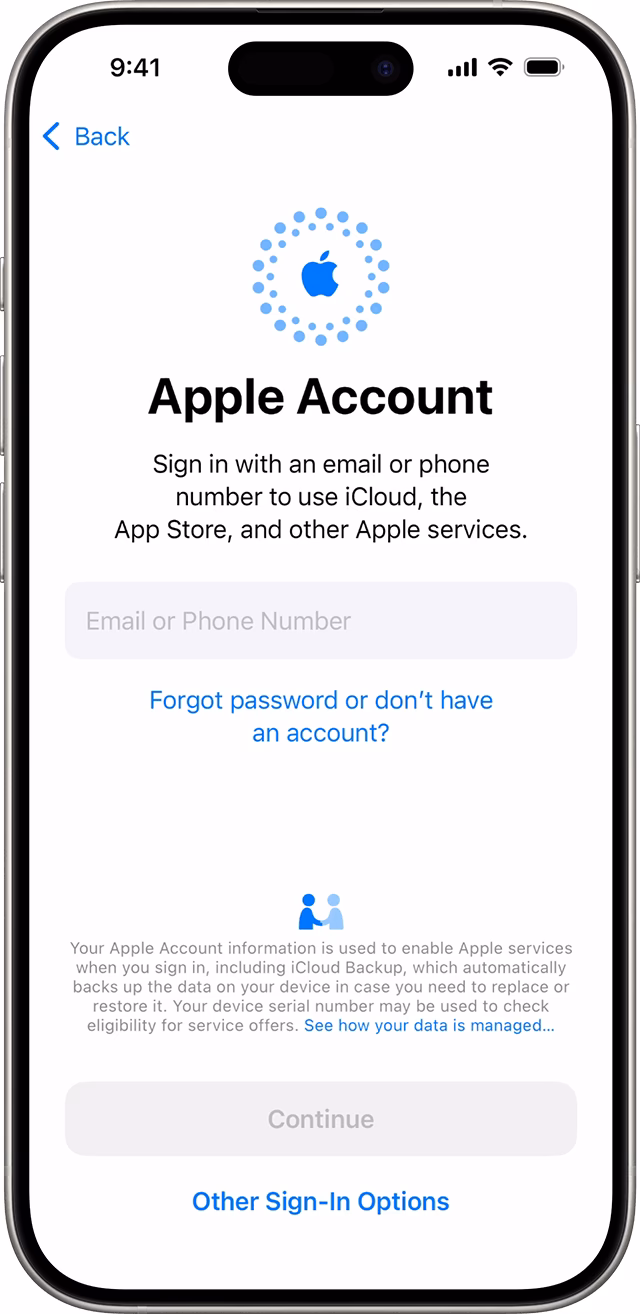 How do I activate an Apple ID on my phone?