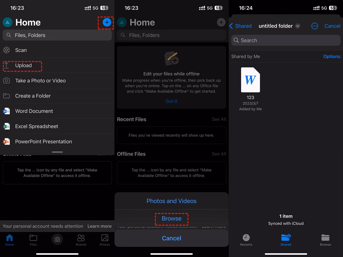 How to transfer photos from iPhone to OneDrive?