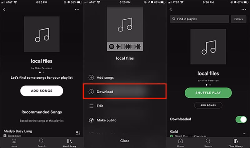 How do I add local music to Spotify on an iPhone?