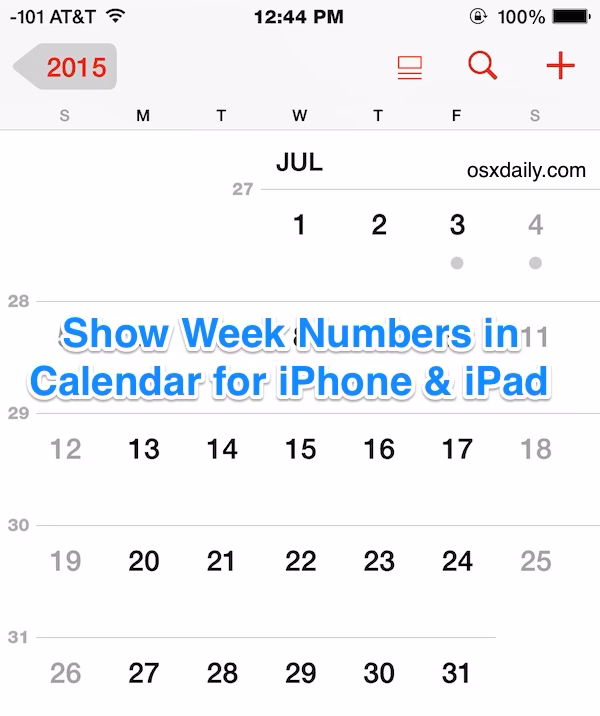 Does IOS calendar show week numbers?