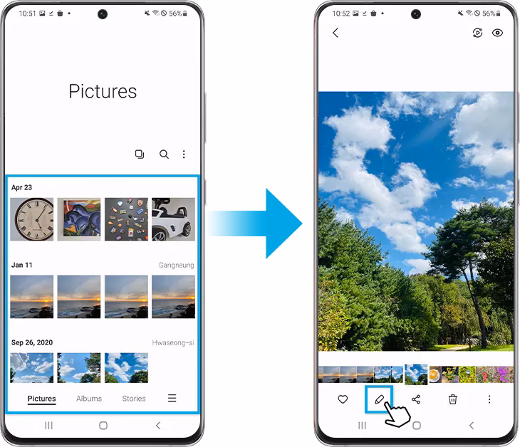 What can I do with images that I add from the mobile editor?