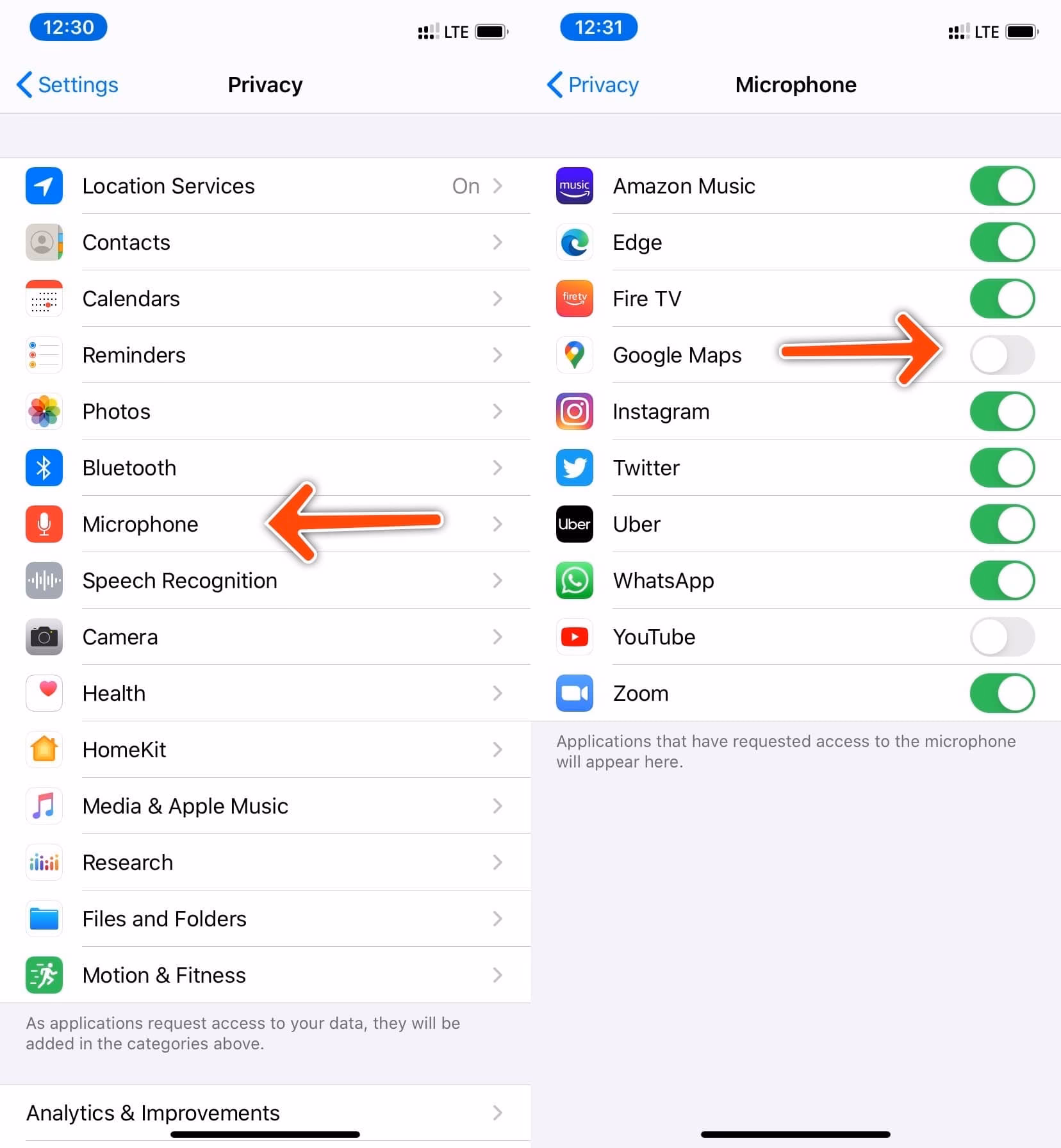 Can I grant microphone access to apps?