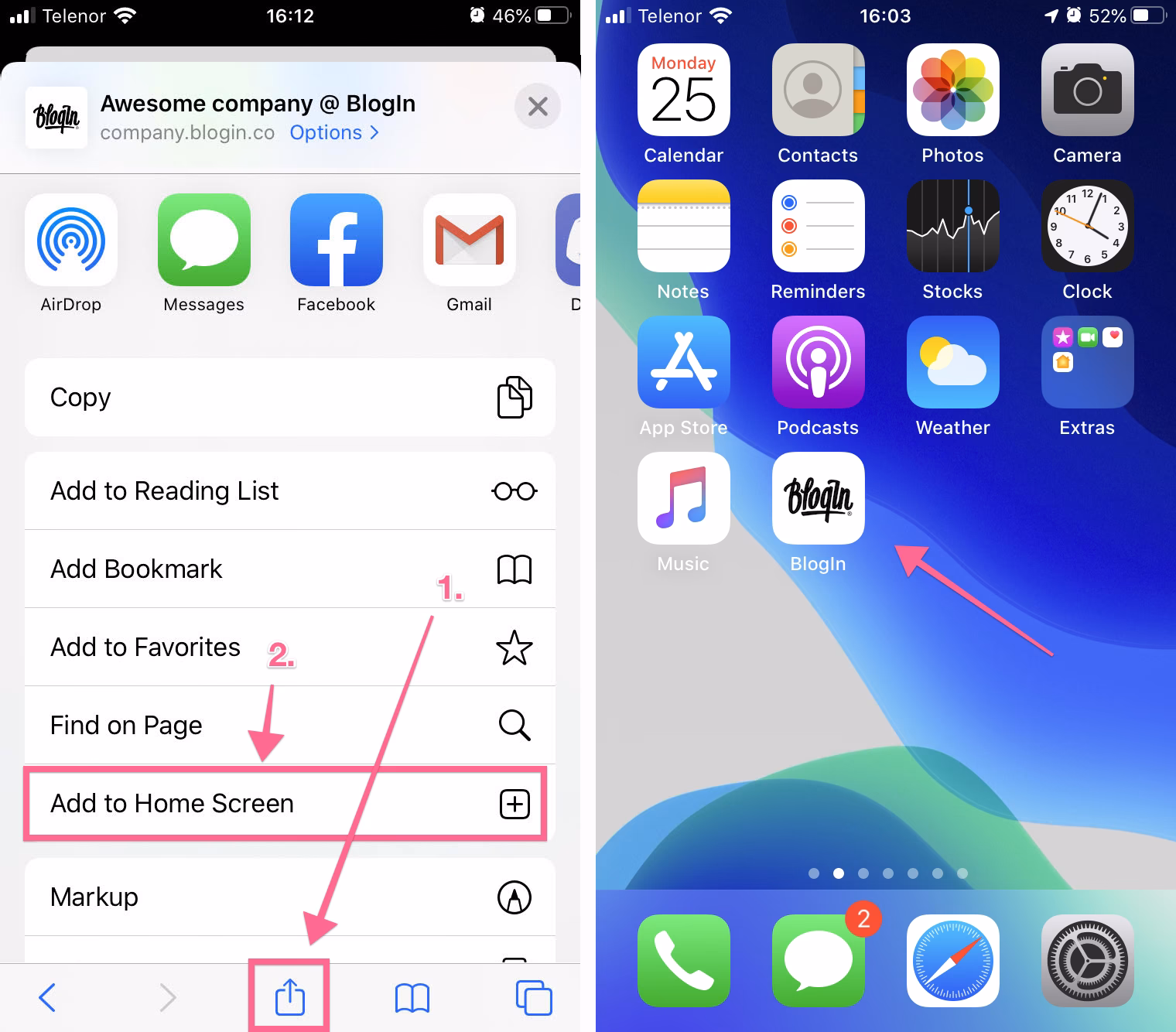 How do I put a page on my iPhone?