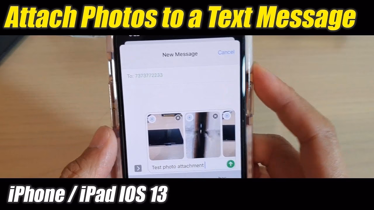 How do I add photos to text messages on iPhone?