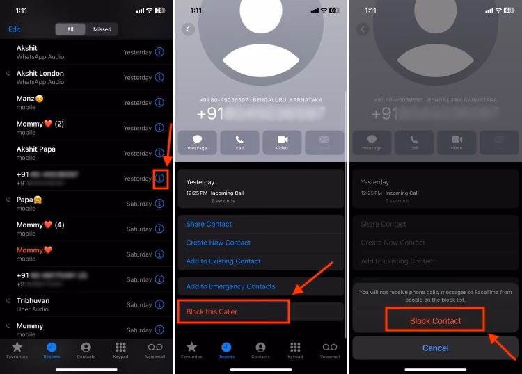 What happens if you block a number on iPhone?