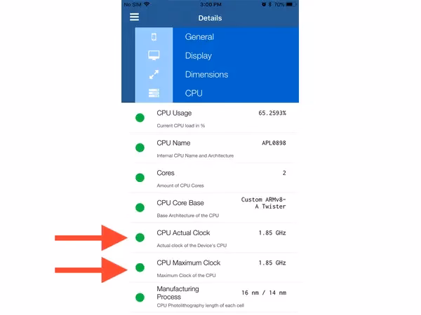 How do I Check My processor speed on my iPhone?