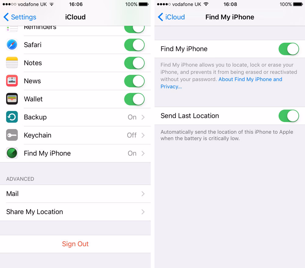 How to find FMI & iCloud status on iPhone 6S?