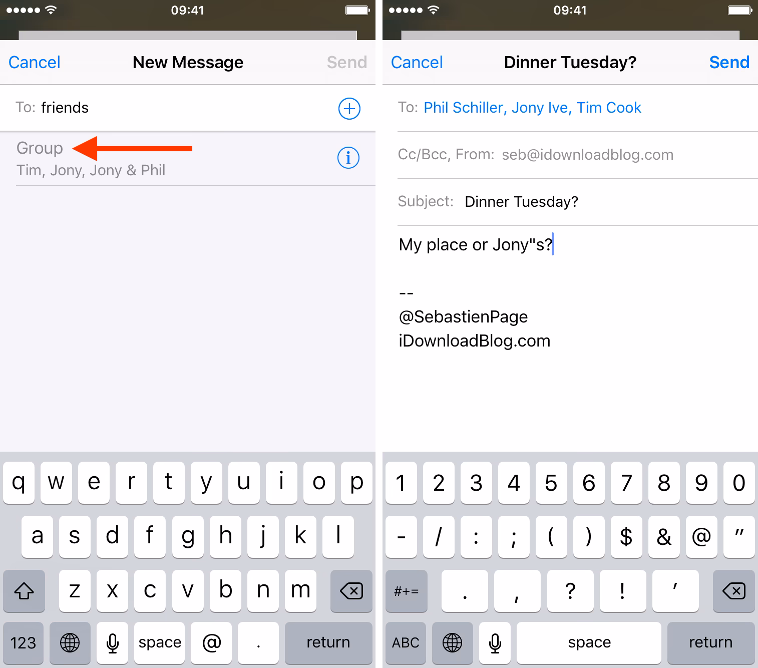 How to create an email group on iPhone or iPad?