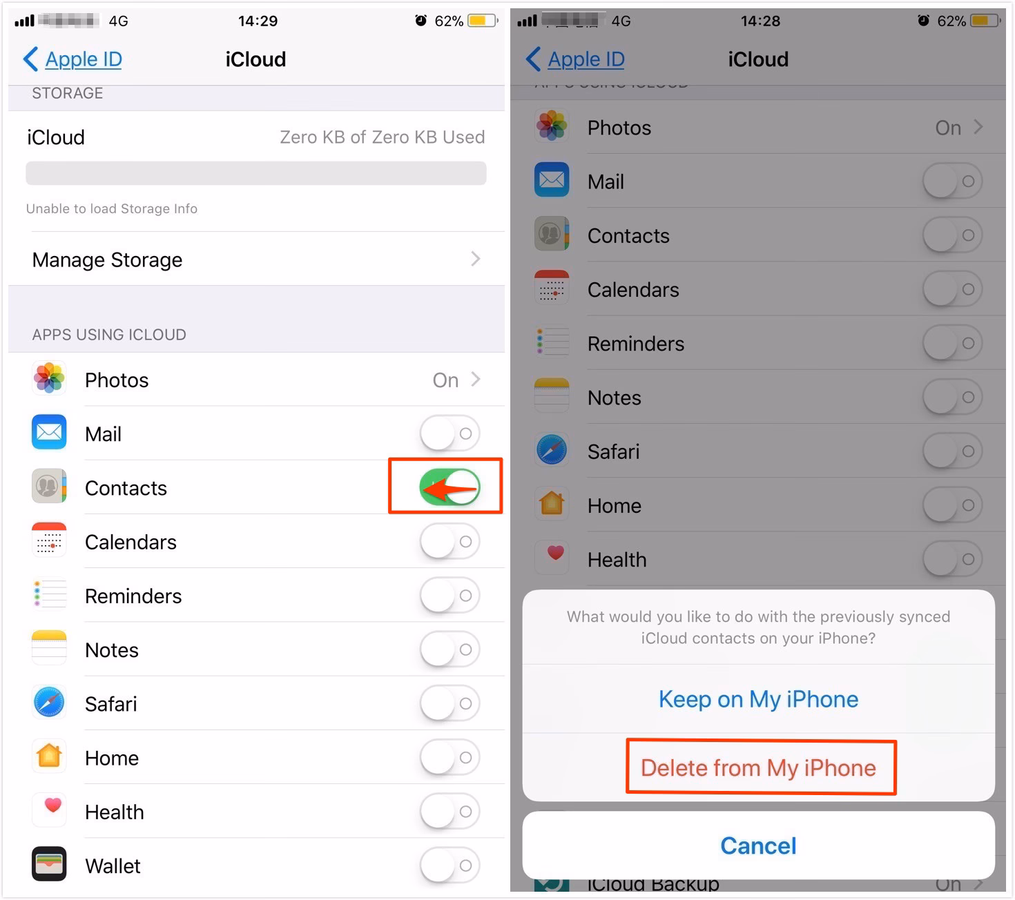 What happens if I delete a contact on my iPhone?