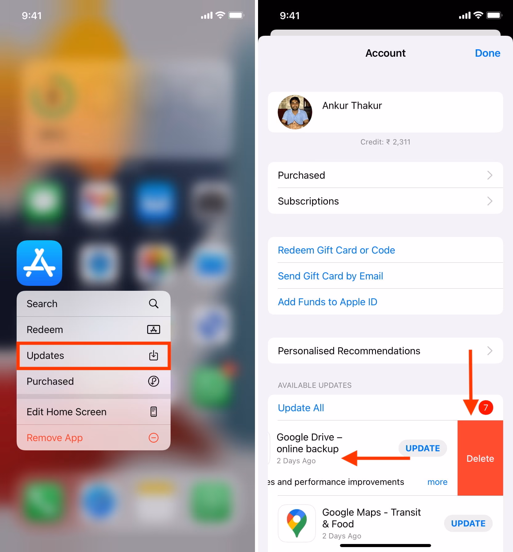 How do I delete or force close an app on my iPhone?
