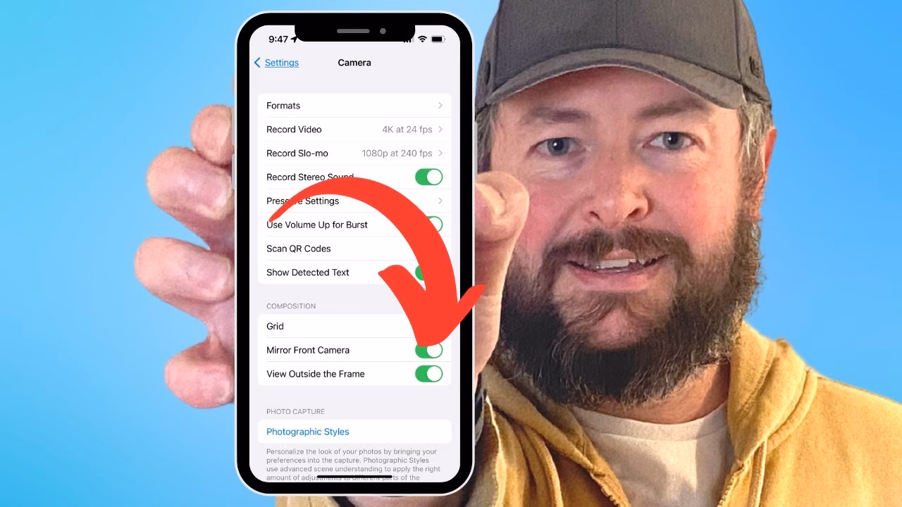 How do I Turn Off mirror image on my iPhone?
