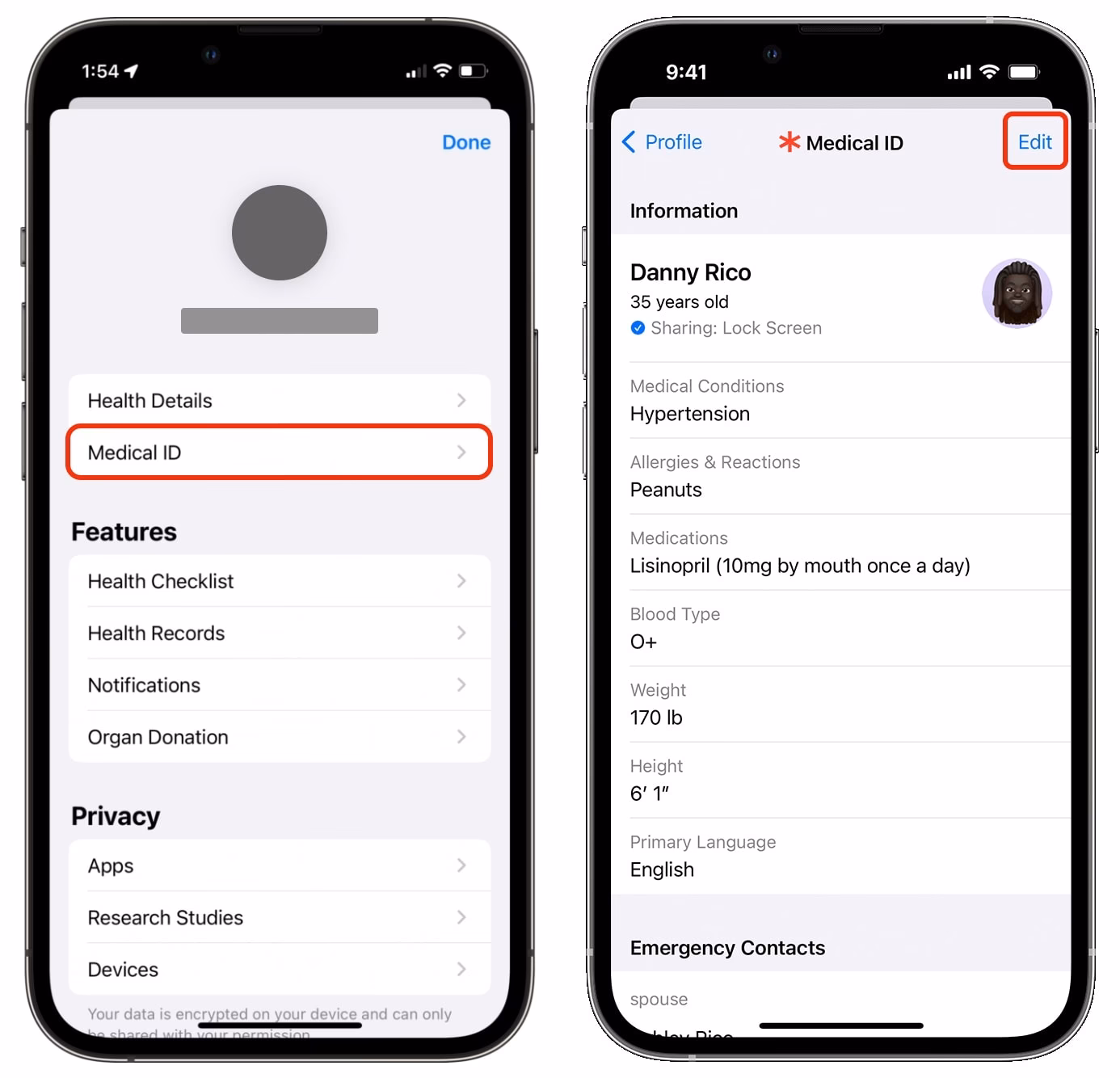 How do I set up my medical ID?