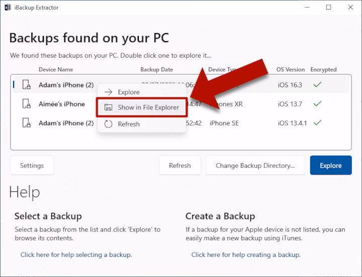 How do I find an iPhone or iPad backup on my computer?