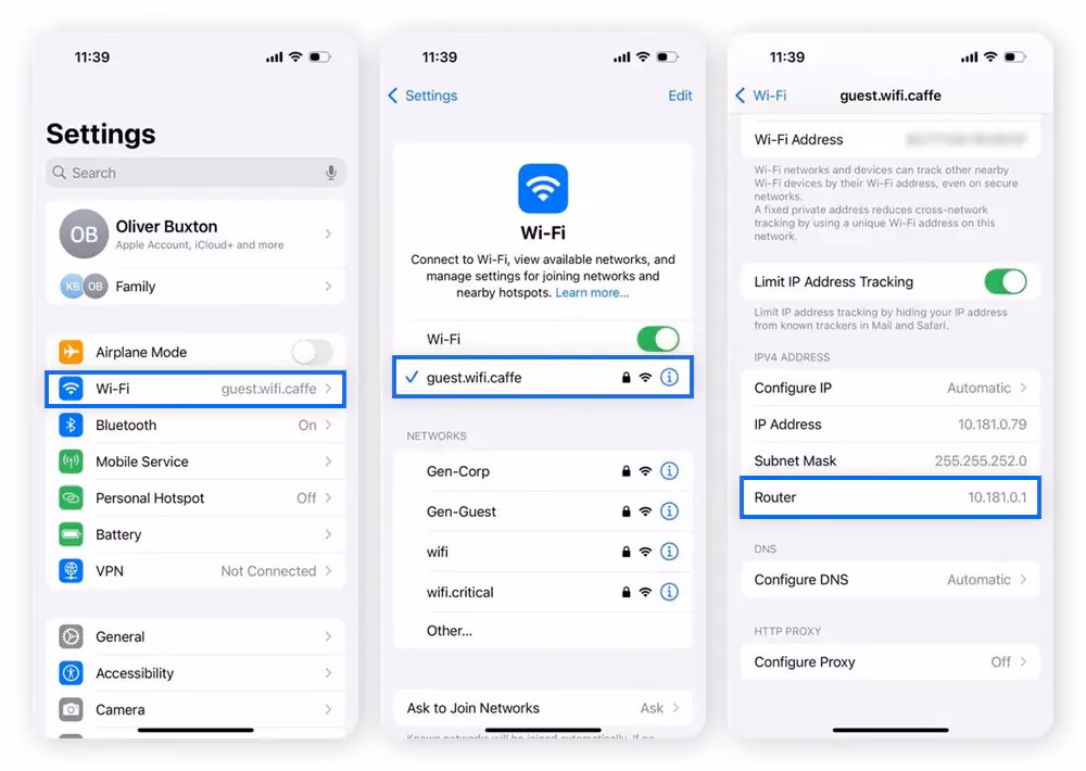How to find router IP address on iPhone?