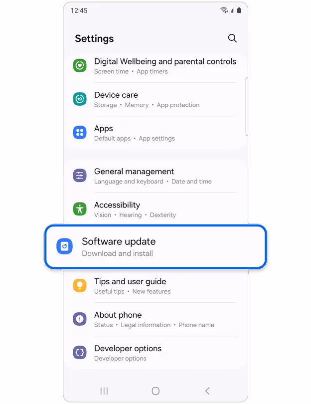 How to update software on Samsung Galaxy phone?