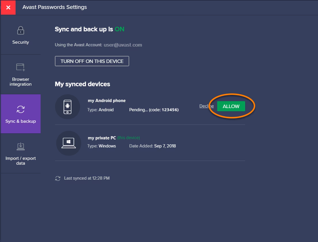How do I Sync my Avast Secure Browser?
