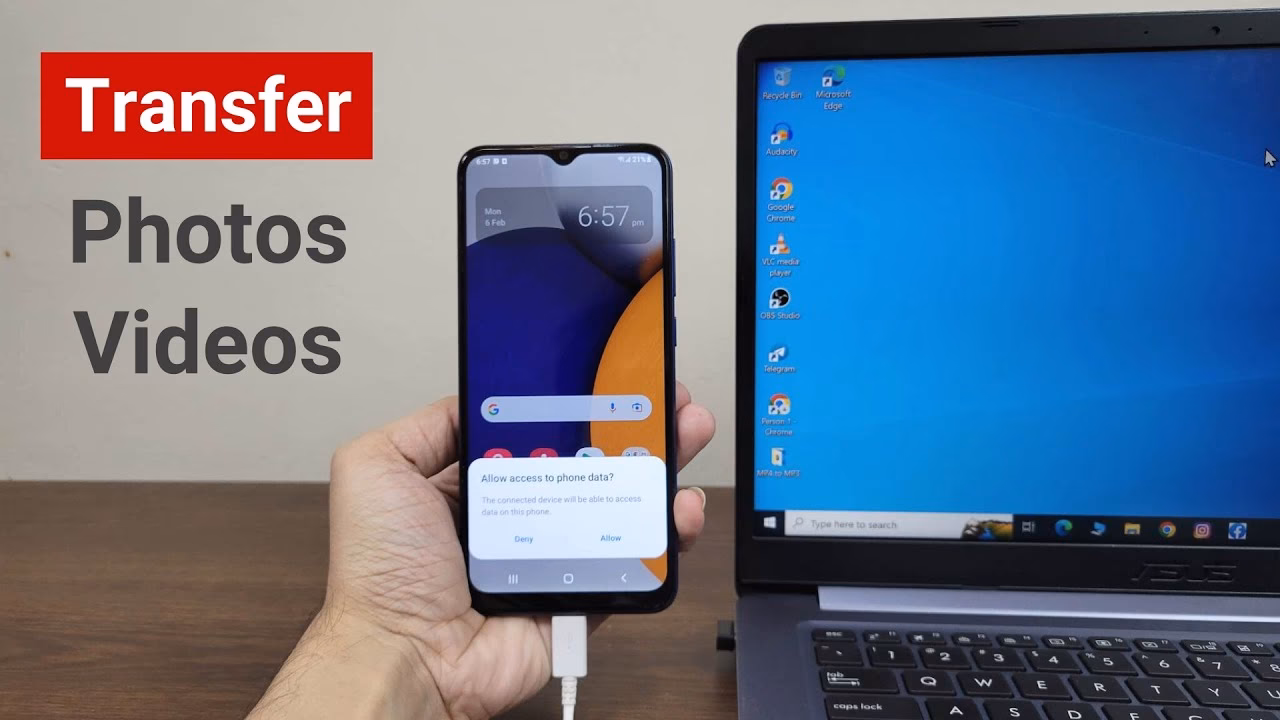 How do I transfer photos from my phone to my PC?