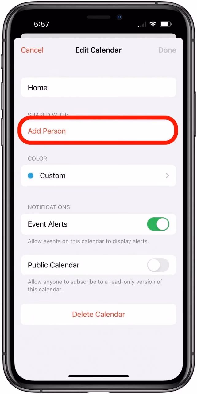 How do I delete a shared calendar?
