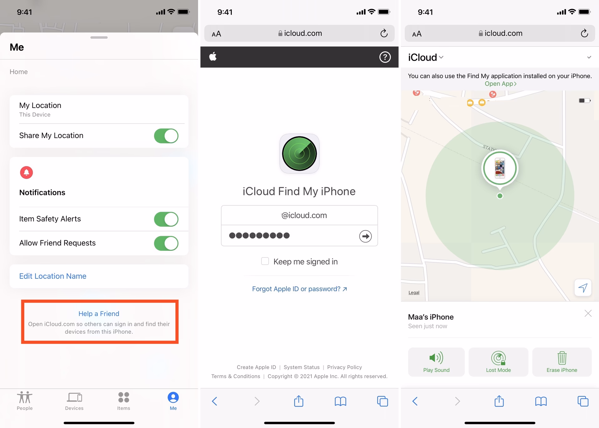 How does find my friends work in iOS 13?