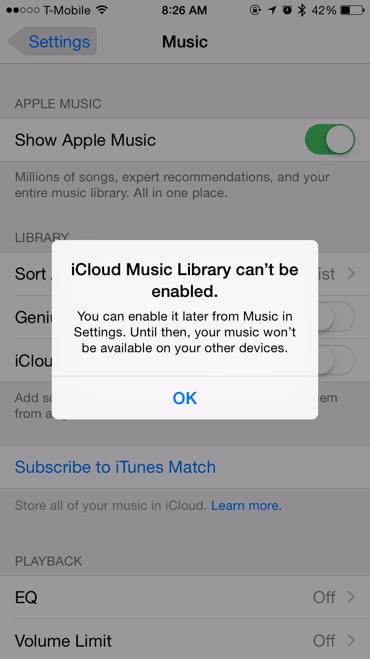 How can I enable iCloud Music Library?