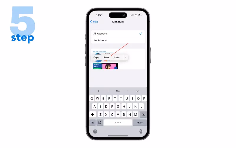 Why is my email signature not showing up on my iPhone?