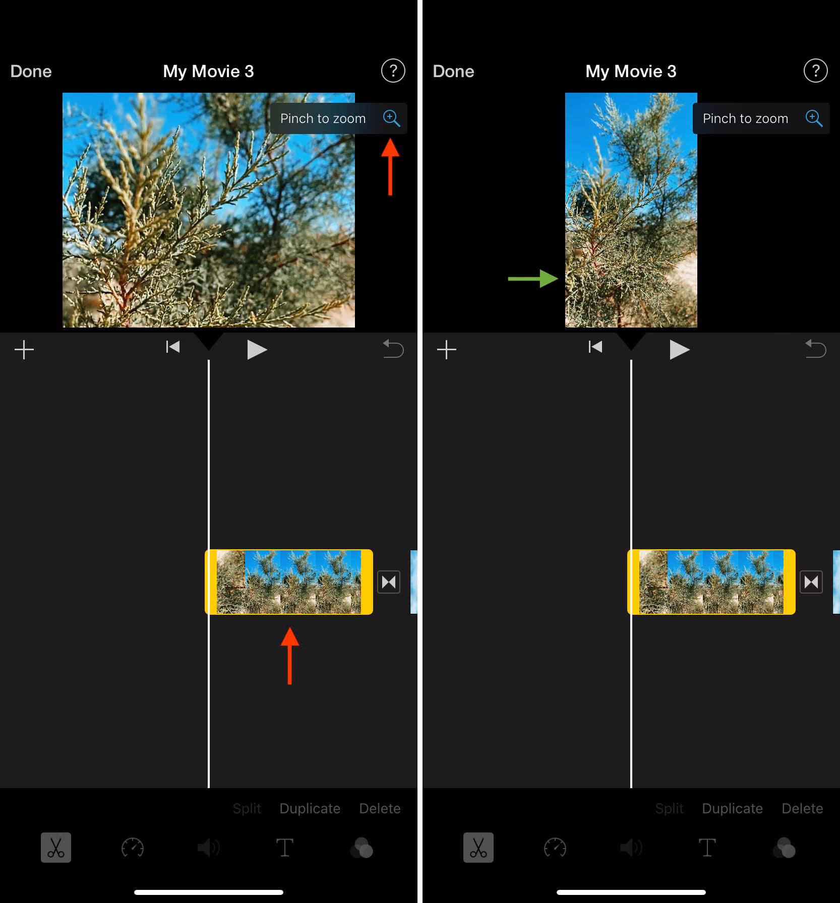 How to zoom in and out in iMovie?