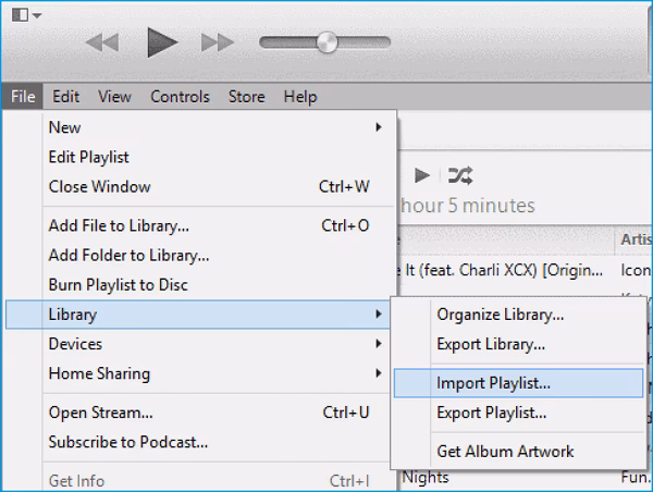 How do I import a playlist from iTunes?
