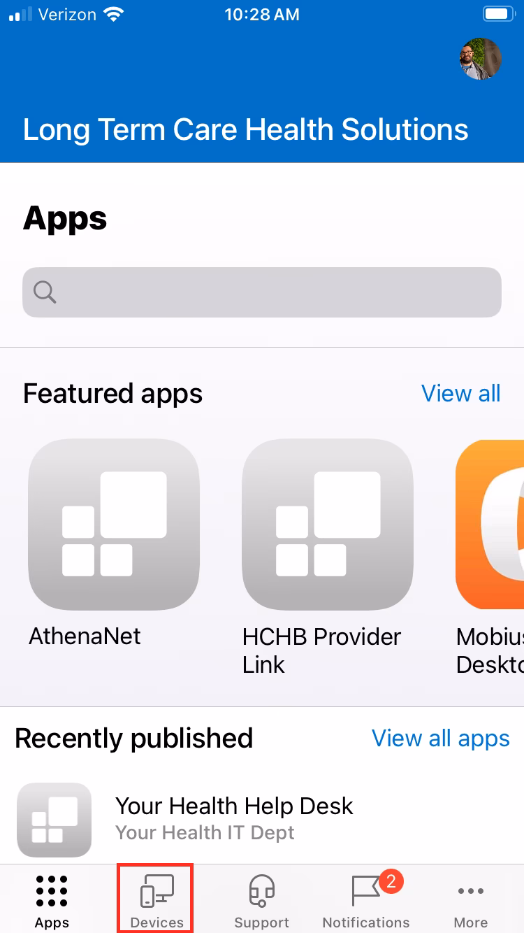 How do I use the Intune company portal app?
