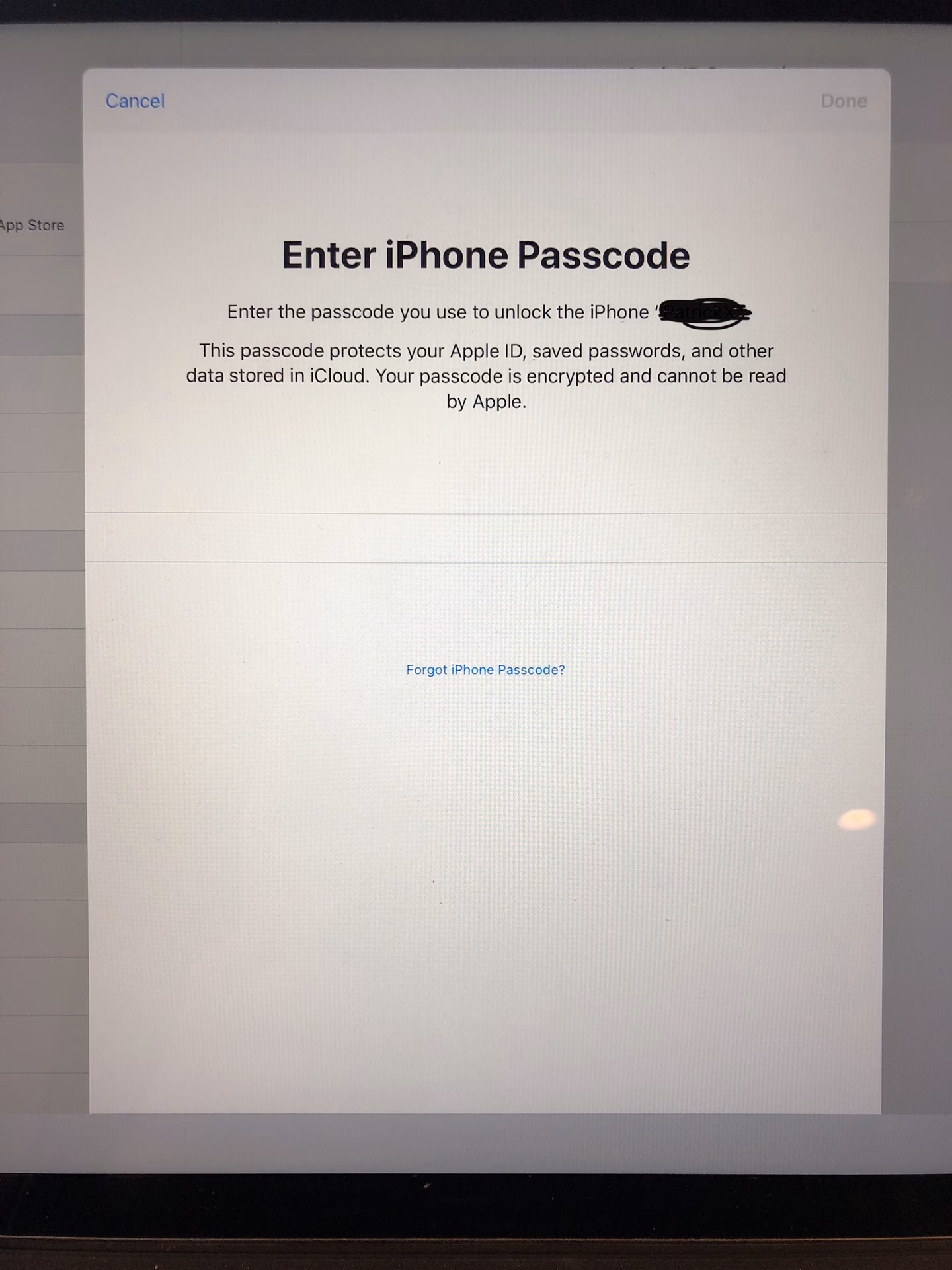 Why am I getting a 'confirm iPhone passcode to continue using iCloud' message?
