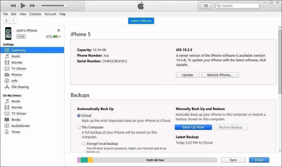 Where is iPhone backup stored?