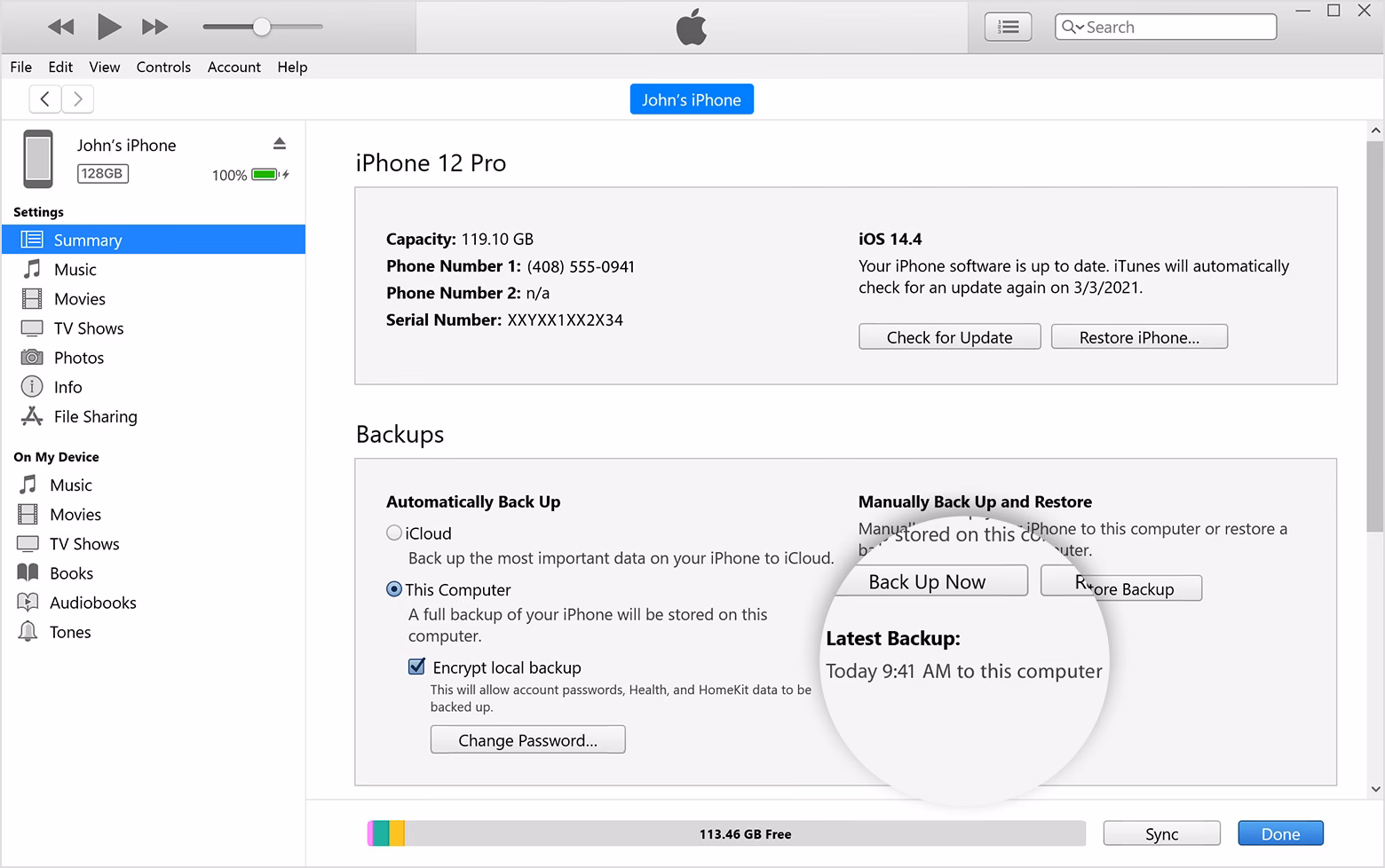 How to backup iPhone using iTunes?